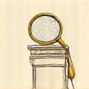 Icône de meuble ancien et de loupe symbolisant la restauration d'antiquités