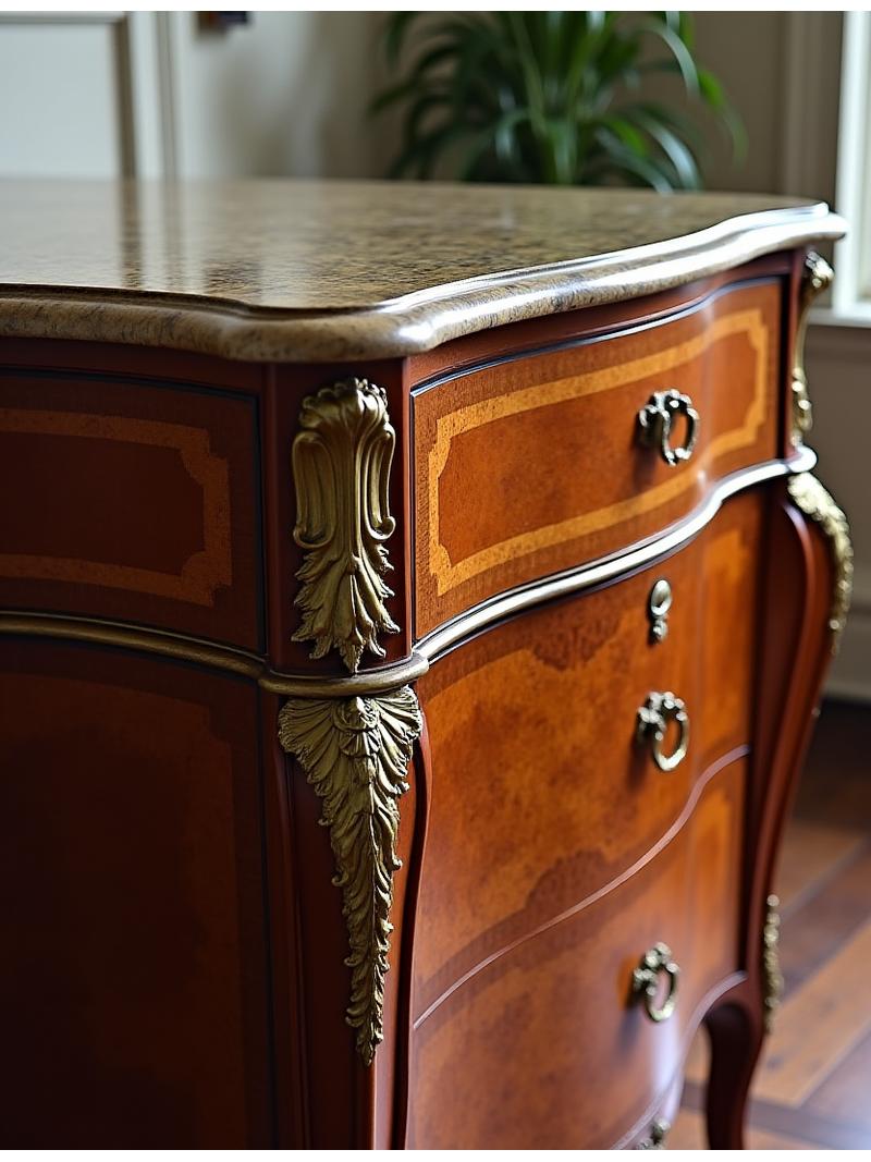 Restauration d'une commode Louis XV avant après